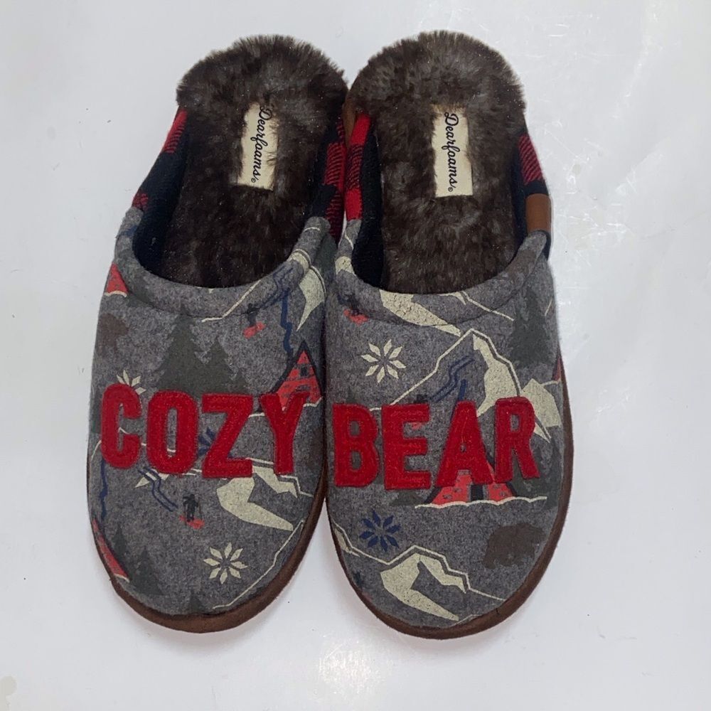 Dearfoams Faux Fur Slippers Unisex Size Men’s 7-8 Women’s 9-10